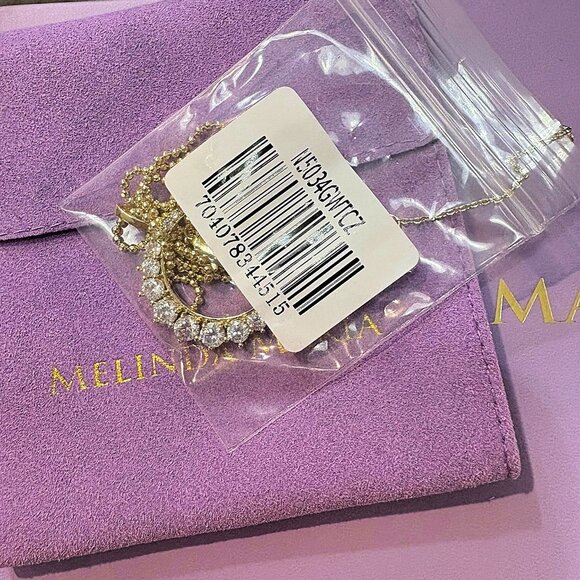 Melinda Maria The Callisto Moon Necklace in Gold and White Diamondettes - Picture 3 of 6